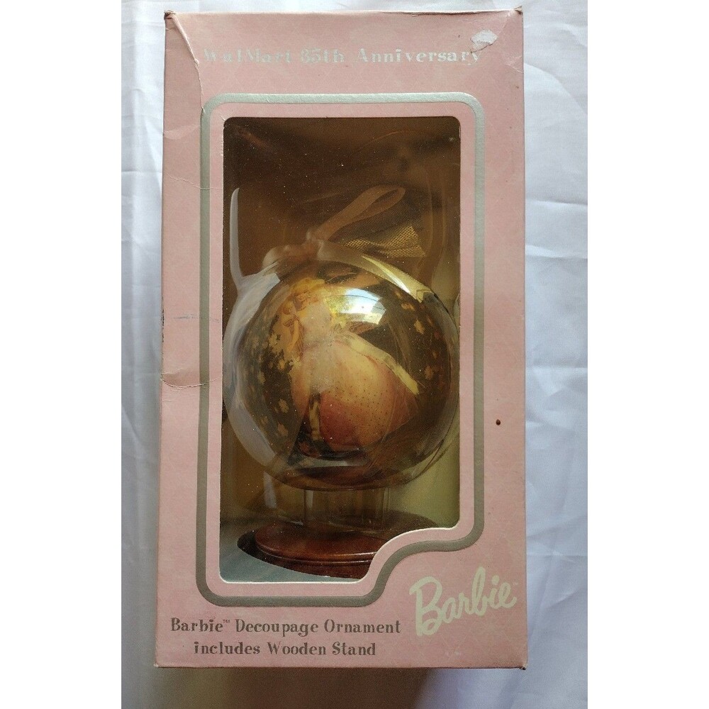 Vintage 35th Anniversary Barbie Mattel Christmas Decoupage Ornament 1997